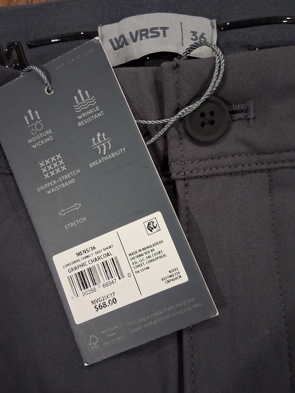Men's VRST Charcoal Stretch Shorts